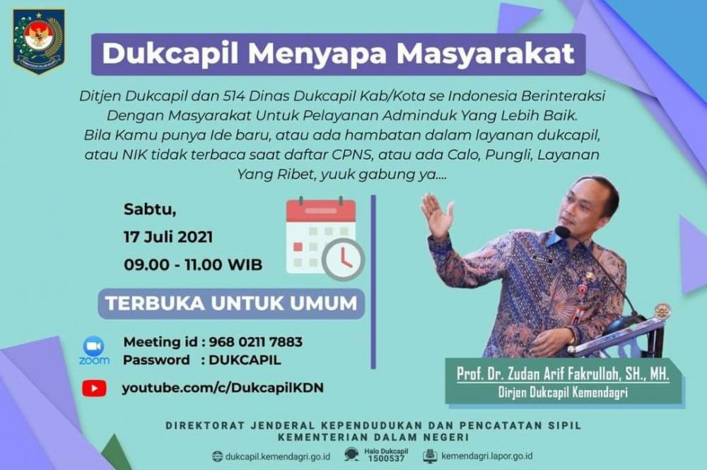 DUKCAPIL MENYAPA MASYARAKAT BERSAMA DIRJEN DUKCAPIL DAN KEPALA DINAS DUKCAPIL KABUPATEN SE-INDONESIA