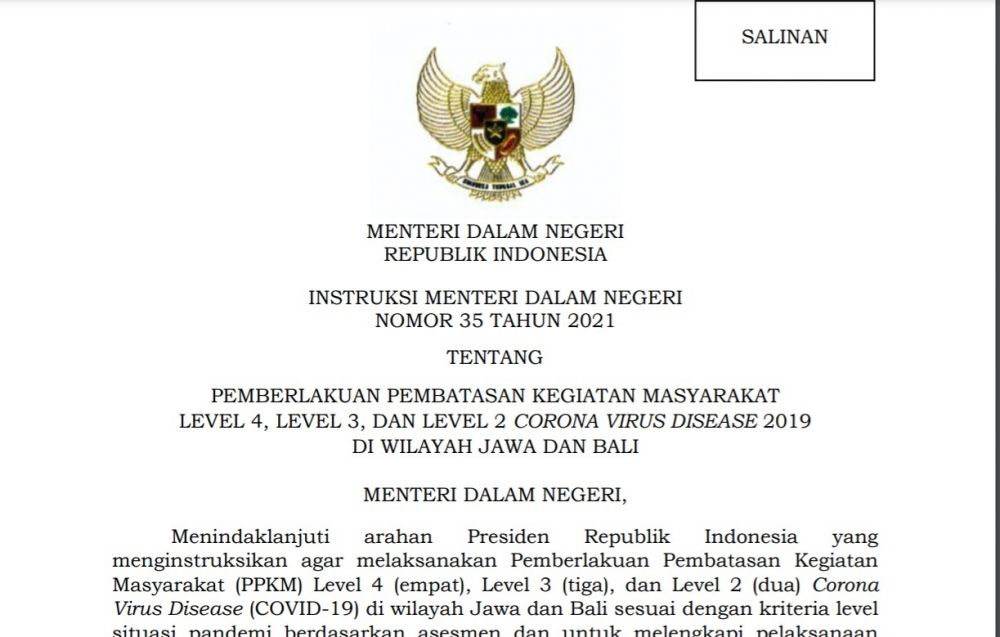 INMENDAGRI NO 35 TAHUN 2021