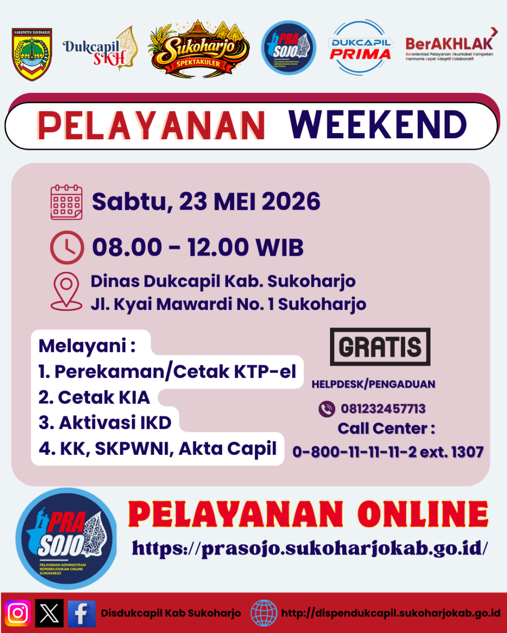PENGUMUMAN PELAYANAN WEEKEND