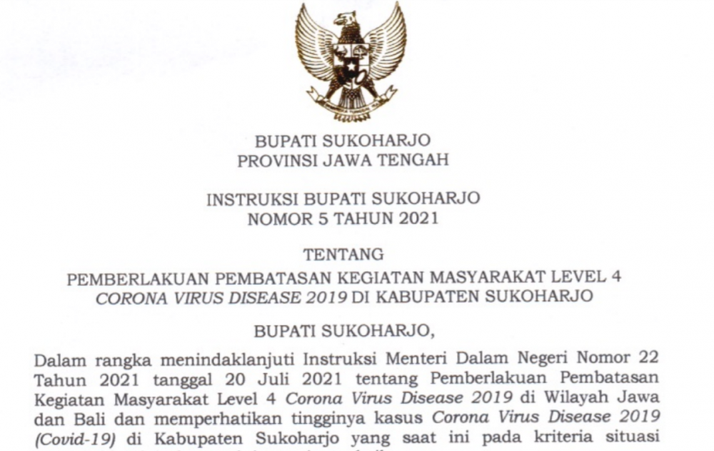 Instruksi Bupati No 5 Tahun 2021