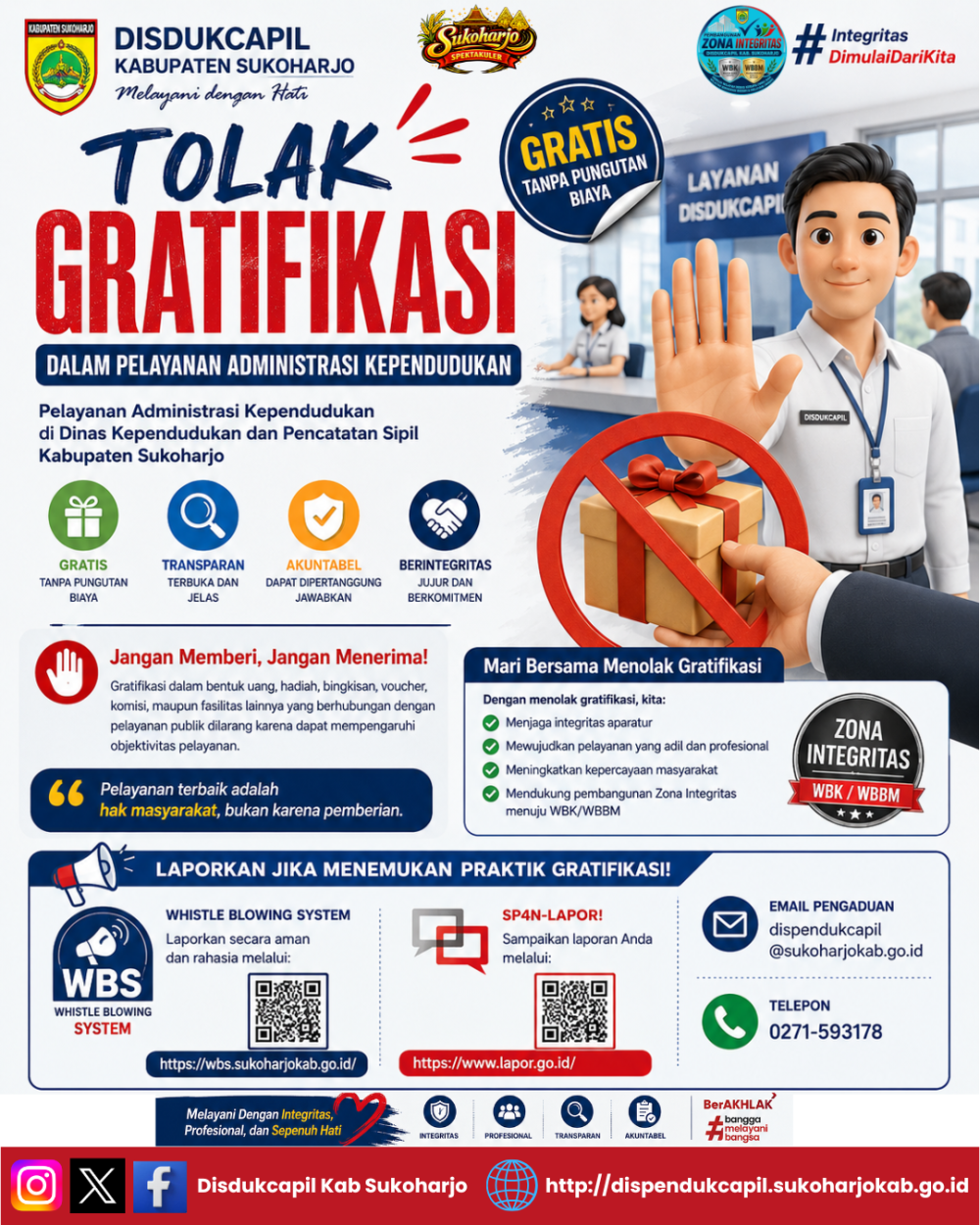 Disdukcapil Kabupaten Sukoharjo Tegaskan Komitmen Tolak Gratifikasi dalam Pelayanan Publik
