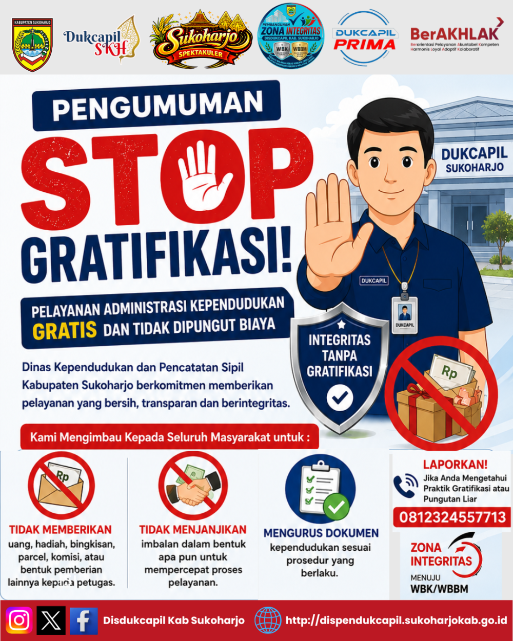 Disdukcapil Kabupaten Sukoharjo Tegaskan Komitmen Tolak Gratifikasi dalam Pelayanan Adminduk