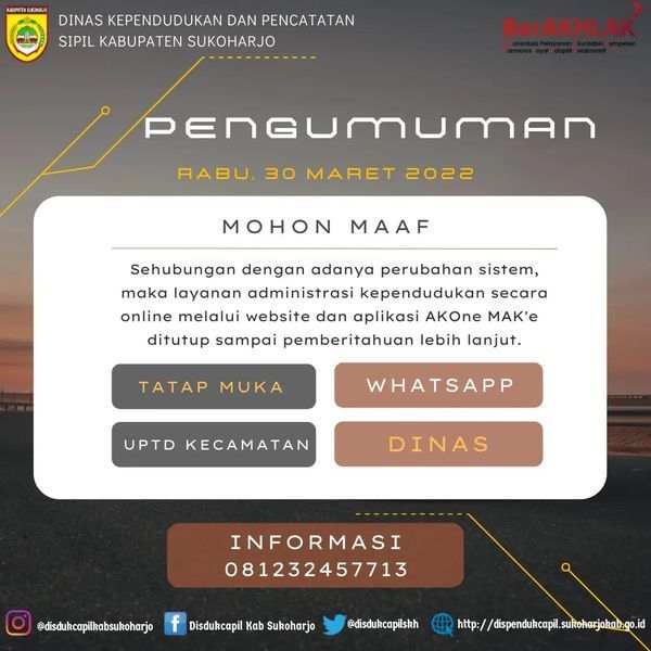 Layanan Online Ditutup