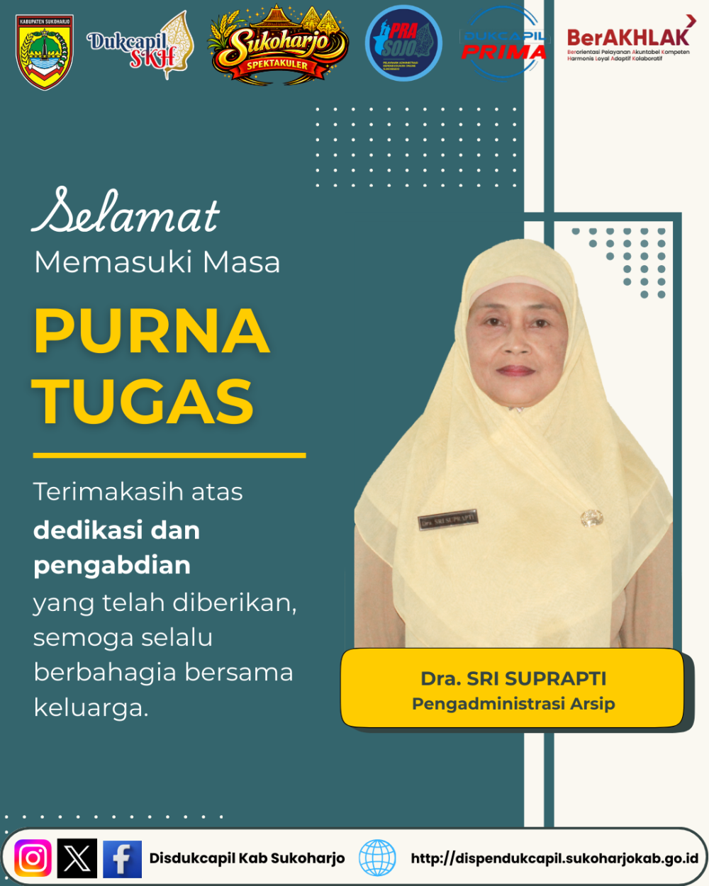Purna Tugas Ibu Dra. Sri Suprapti