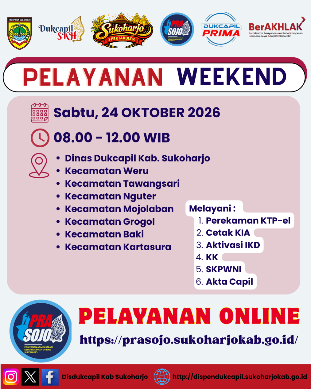 Tingkatkan Pelayanan Publik, Disdukcapil Kabupaten Sukoharjo Buka Layanan Weekend tiap Sabtu