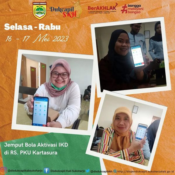 Tim jemput bola Dinas Dukcapil Kab. Skh melaksanakan giat aktivasi IKD di RS PKU Kartasura