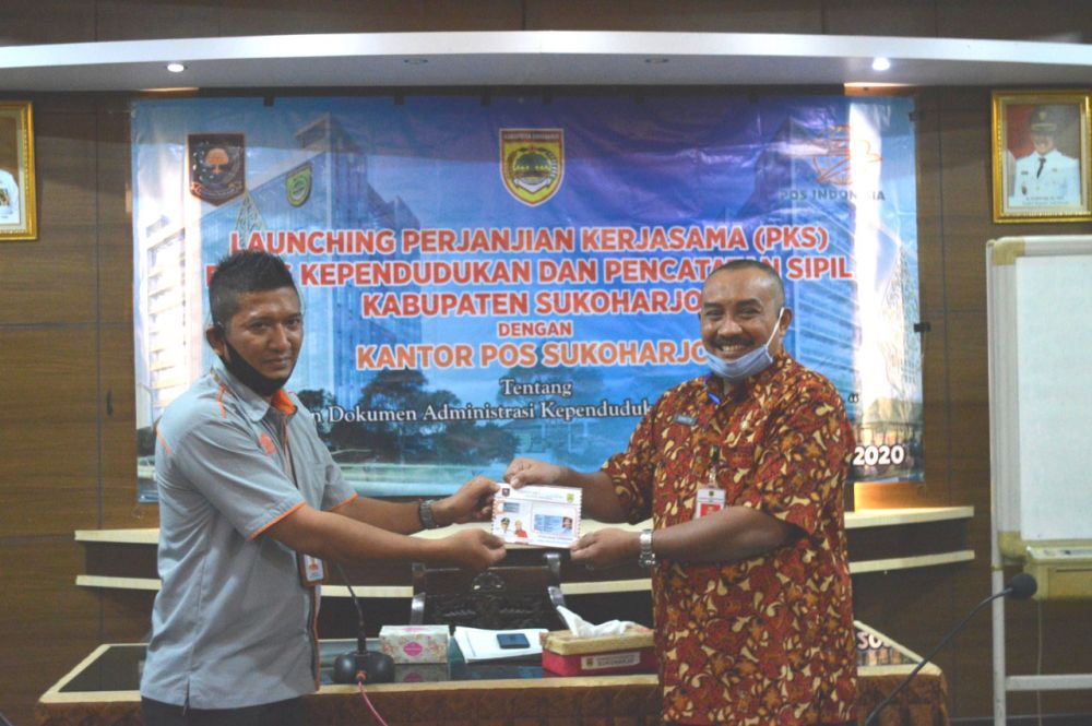 LAUNCHING PERJANJIAN KERJASAMA (PKS) DISPENDUKCAPIL KAB. SUKOHARJO DENGAN KANTOR POS SUKOHARJO