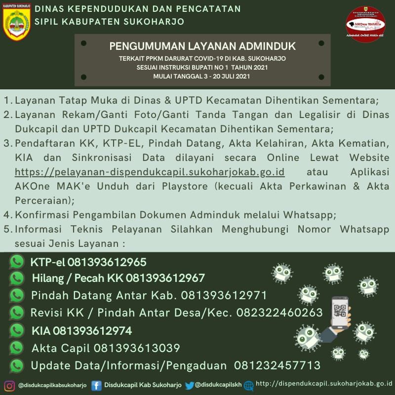 Pelayanan Adminduk Selama Pemberlakuan PPKM Darurat